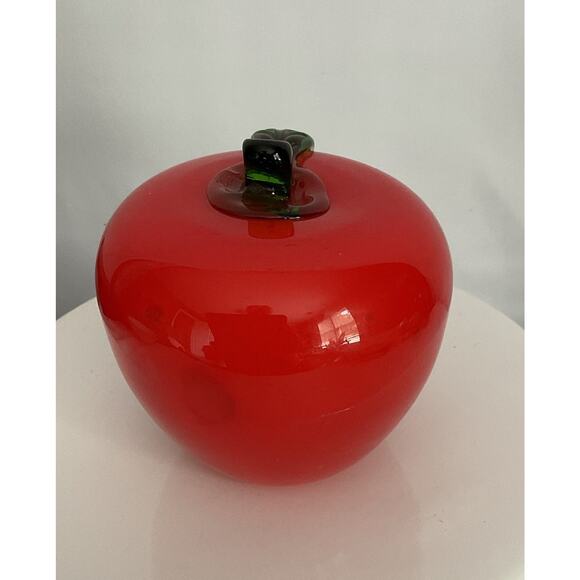 Red Hand Blown Glass Apple Murano Style - Picture 3 of 5
